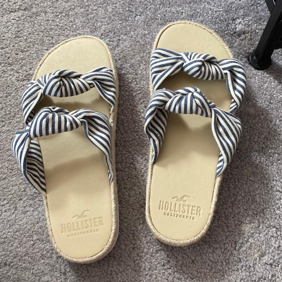 NWT Hollister Womens Slip On Slide Knot Sandals Striped Platform M medium - Picture 3 of 10